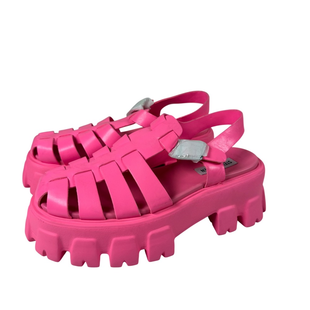 Steve Madden Womens 7.5 Echo Pink Platform Lug Sole Fisherman Sandals Neon Y2K